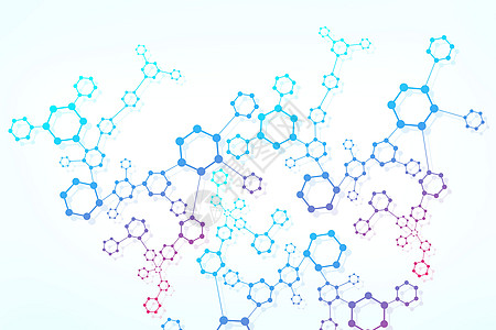 信息彩色六边形分子结构背景设计图片