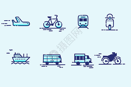 飞机货车mbe 交通工具素材插画