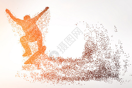 滑雪场景运动员粒子剪影设计图片