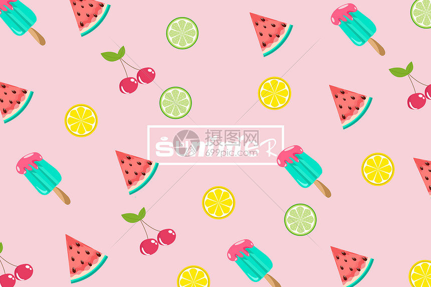 夏天雪糕水果背景图片