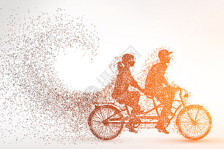 自行车剪影粒子图片