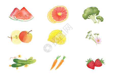 水彩水果蔬菜素材图片