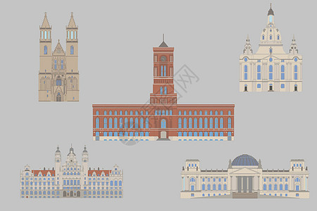 德国勃兰登堡门德国建筑素材插画