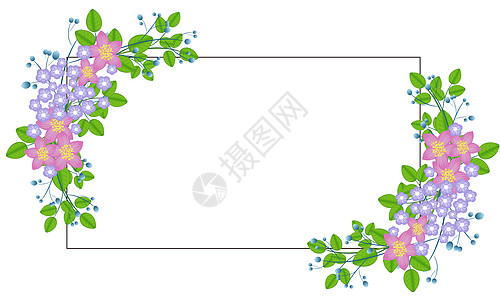简约清新花卉边框背景图片