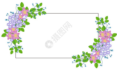 简约清新花卉边框背景图片