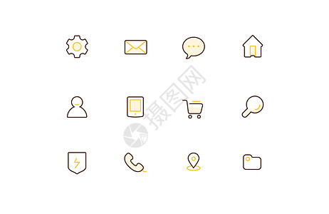 手机图标线型icon插画