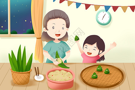 端午节 包粽子背景图片