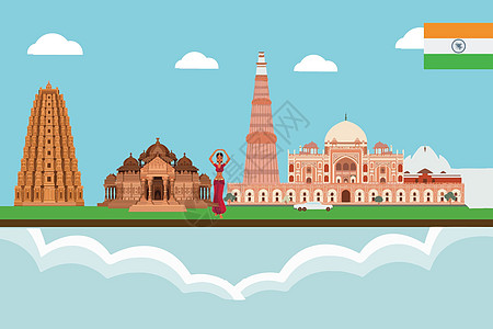 名筑印度旅游插画