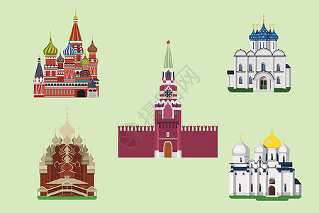 欧式建筑设计俄罗斯背景素材插画