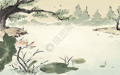 中国风池塘图片