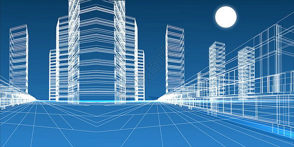 城市建筑线条场景图片