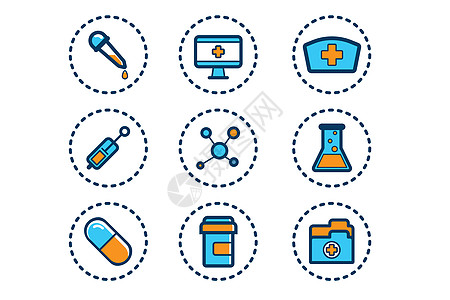 分子矢量医疗图标插画