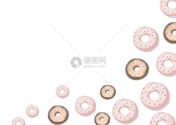 甜甜圈二分之一留白背景图图片