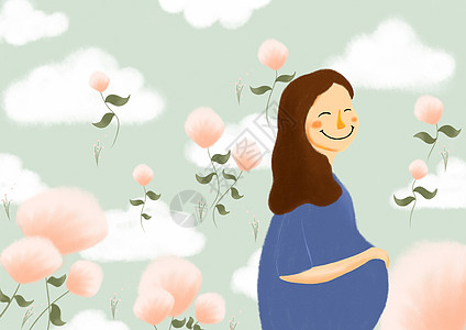 母亲节孕育生命插画图片