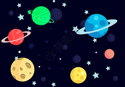 太阳系八大行星太空背景类插画