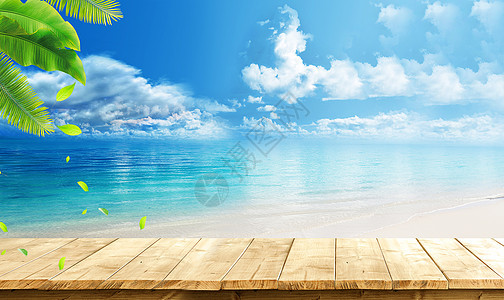 夏日清凉背景 蓝色天空海水图片