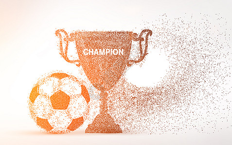 足球与奖杯剪影粒子图片