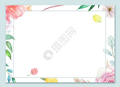水彩花卉边框背景插画图片下载 正版图片 摄图网 水彩花卉边框背景插画图片下载 正版图片 摄图网