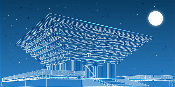 中国世博馆世界建筑线稿高清图片