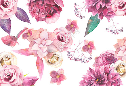 玫瑰花卉背景花卉背景元素插画