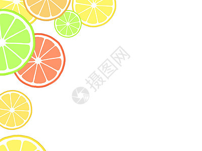 柑橘水果二分之一留白背景背景图片