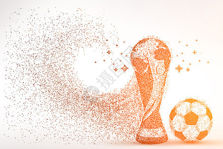 足球与奖杯剪影粒子图片