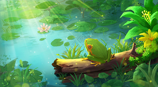 夏天夏季夏至荷塘池塘青蛙图片