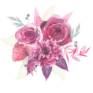 手绘水彩花卉背景图片