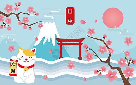 日本旅游剪纸风背景图片