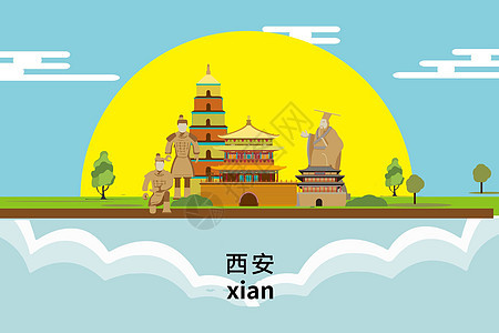 西安城市旅游背景图片