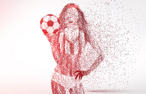 创意女足球运动员剪影粒子高清图片