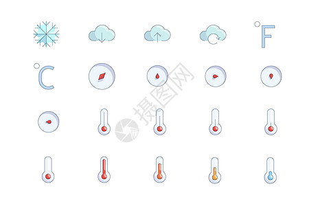 天气标志天气图标插画