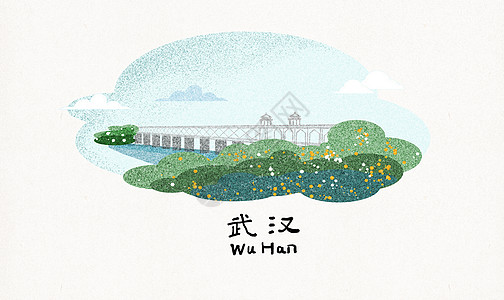 武汉地标建筑插画背景图片