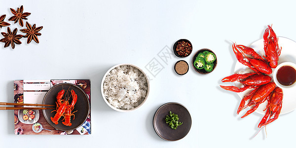筷子夹虾龙虾背景设计图片