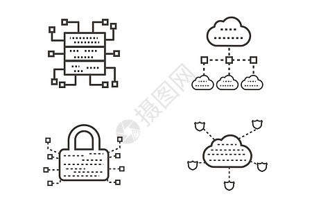 互联网安全区块链图标插画