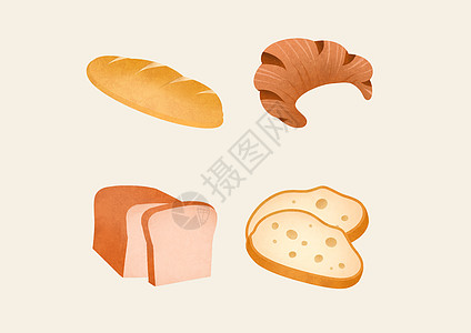 草莓果酱面包甜点素材插画