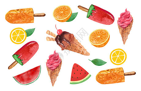 夏日彩色水果冰棒图片