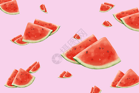 香甜美味水果西瓜背景插画图片