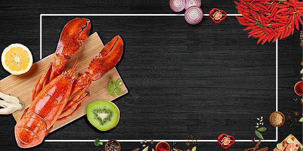 夏日龙虾美食背景背景图片