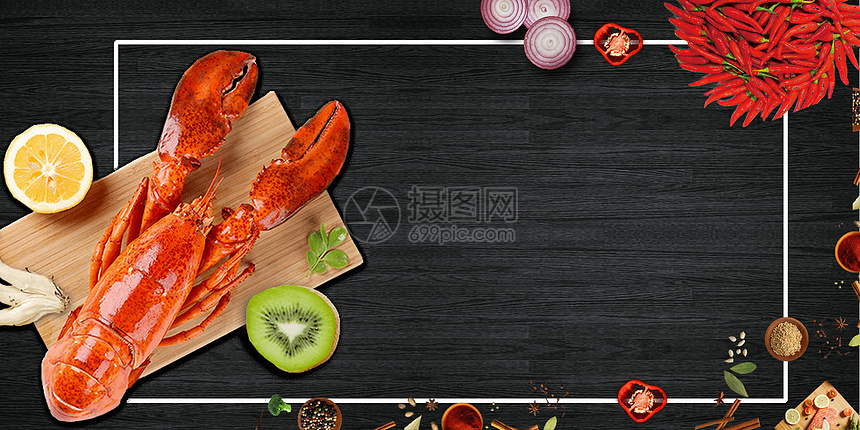 夏日龙虾美食背景图片