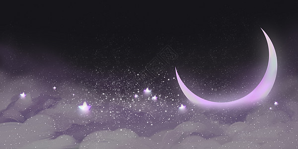 梦幻唯美星星月亮云层背景图片