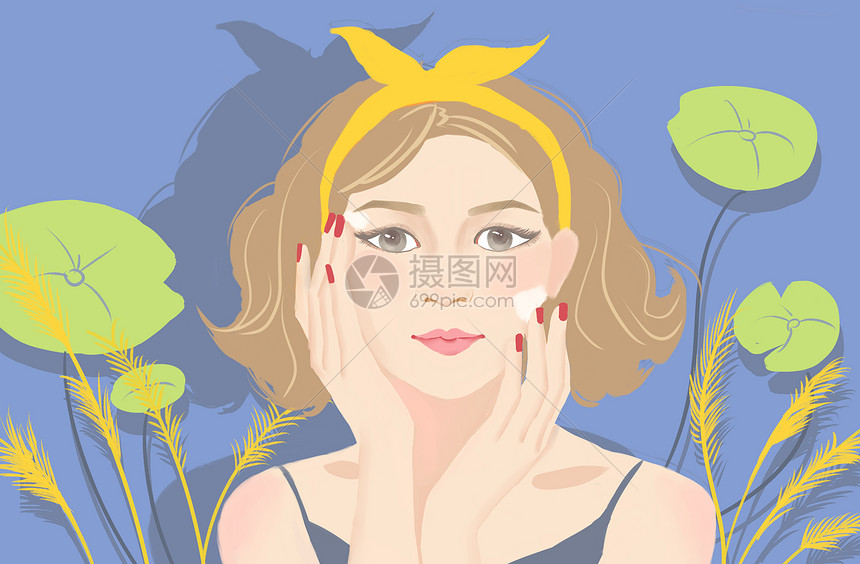 女孩化妆插画图片