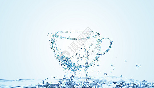 创意水花喷溅的杯子背景图片