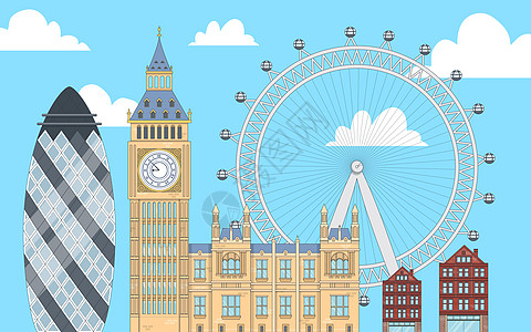 英国的伦敦城市插画