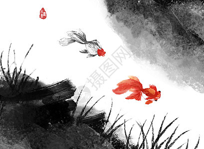 金鱼图插画图片下载 正版图片 摄图网