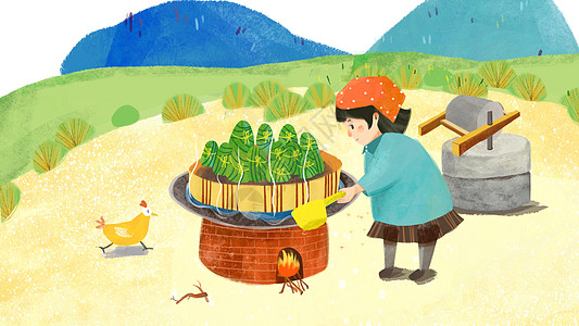 端午节传统习俗蒸粽子插画高清图片