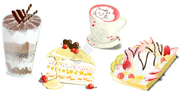 彩色甜品甜点插画图片
