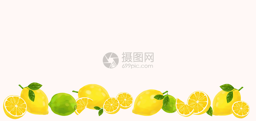 柠檬二分之一留白背景图片