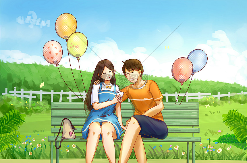 夏日约定公园情侣