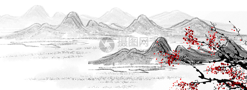 中国风山水水墨背景图片